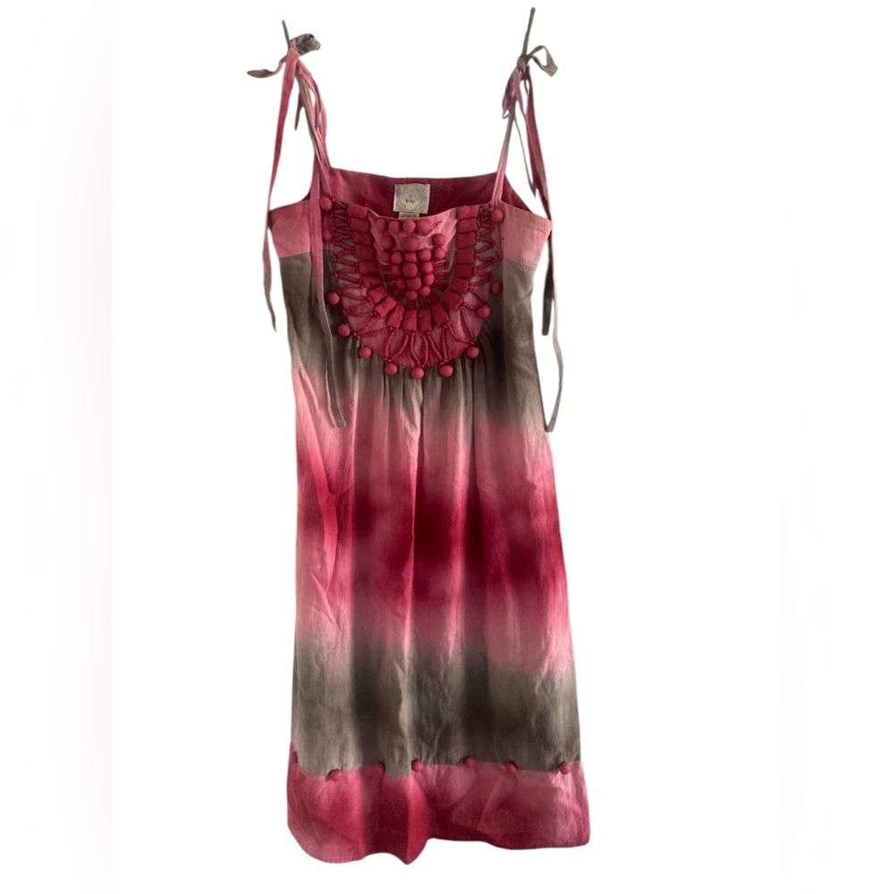 BIZZ Pink and Grey Ombre Sundress- Embellished with Tassels- Size Small